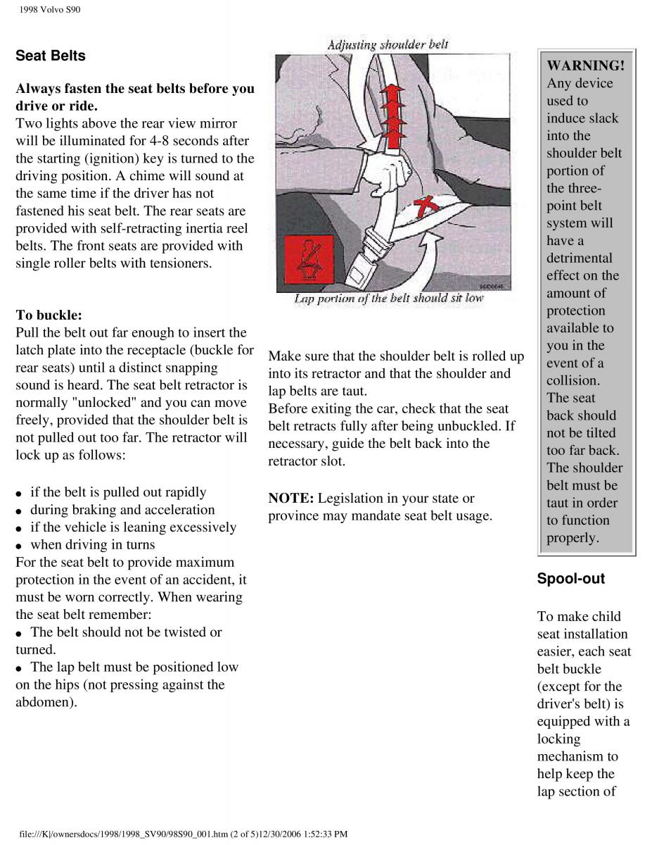 Volvo S90 V90 960 owners manual / page 6