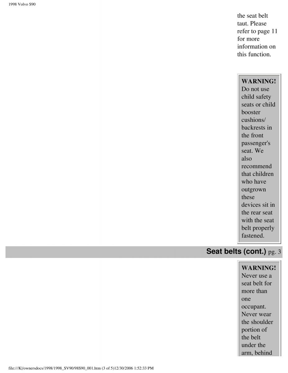 Volvo S90 V90 960 owners manual / page 7