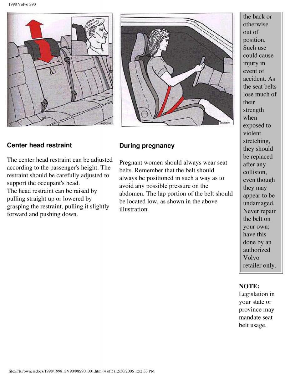 Volvo S90 V90 960 owners manual / page 8