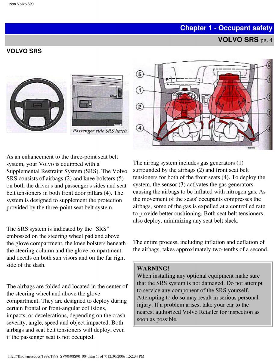 Volvo S90 V90 960 owners manual / page 10