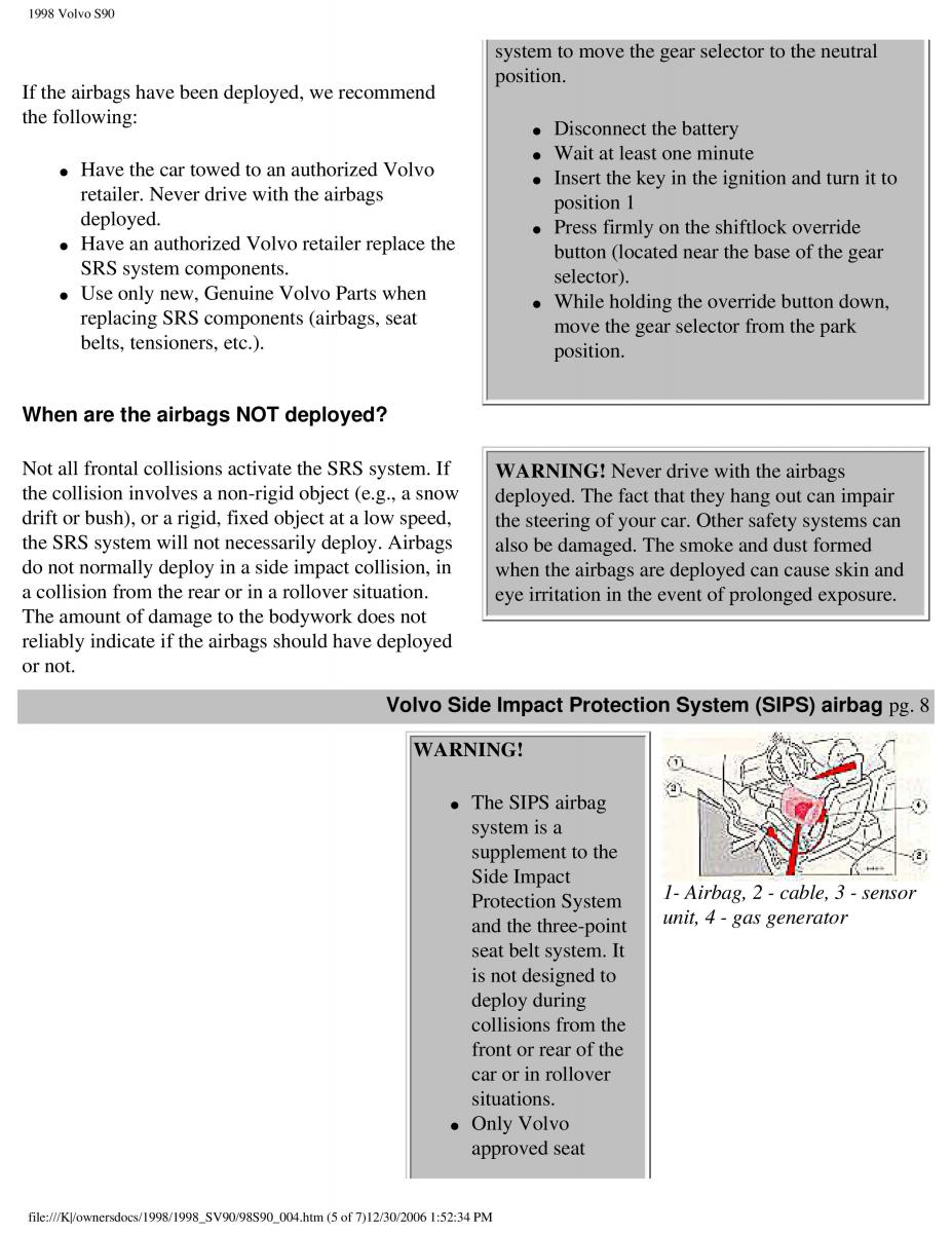 Volvo S90 V90 960 owners manual / page 14