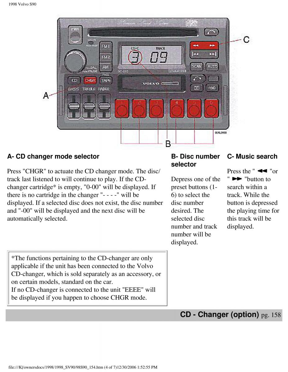 Volvo S90 V90 960 owners manual / page 165