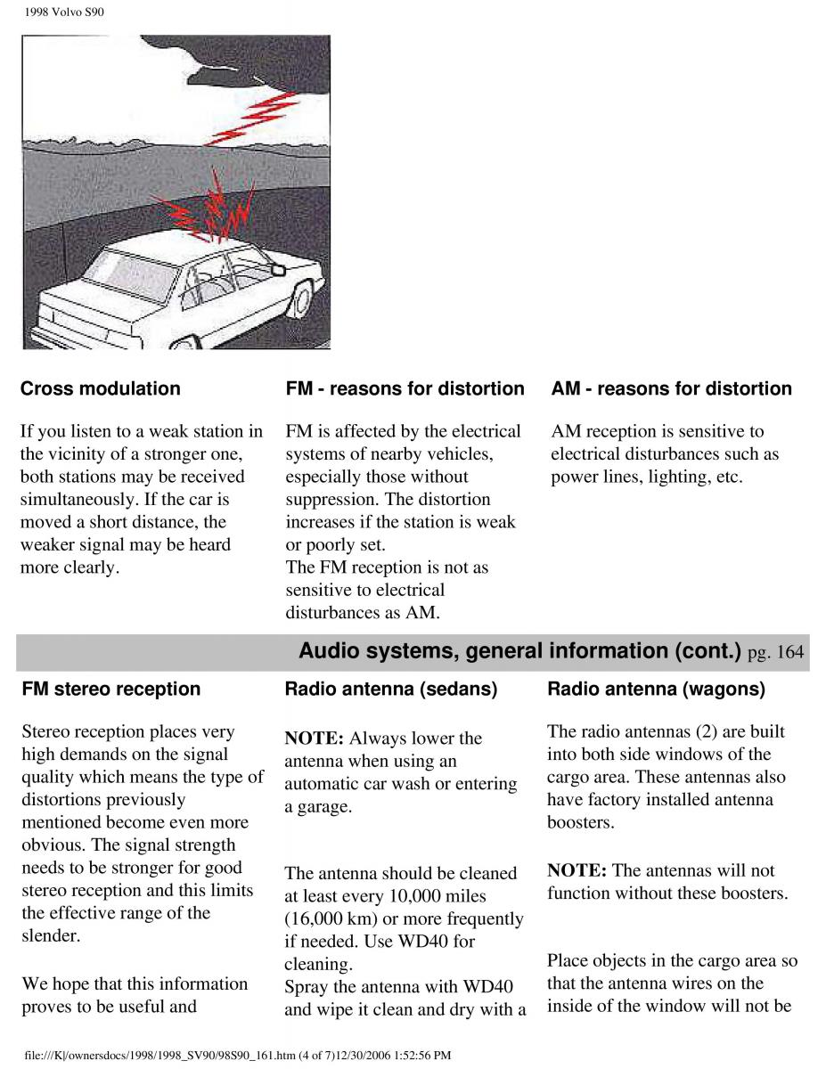 Volvo S90 V90 960 owners manual / page 172