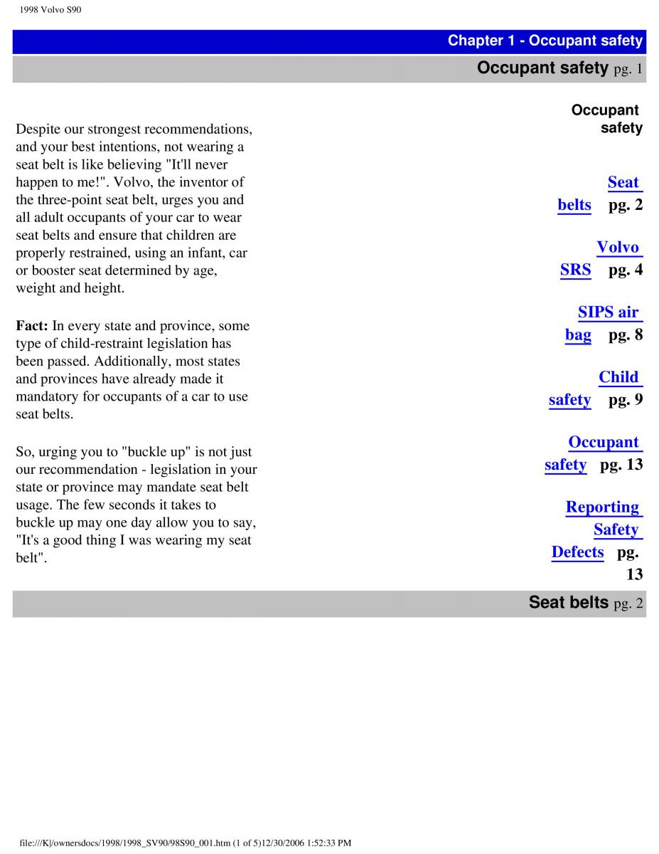 Volvo S90 V90 960 owners manual / page 5