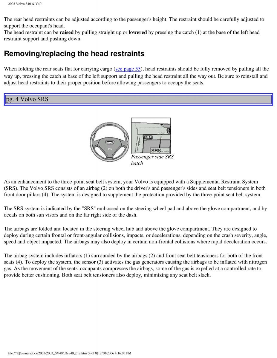 Volvo V40 S40 owners manual / page 10