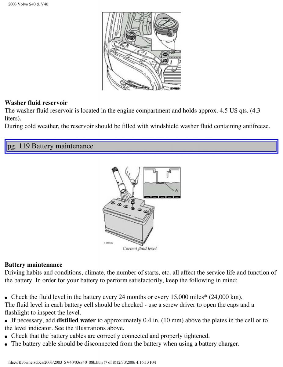 Volvo V40 S40 owners manual / page 154