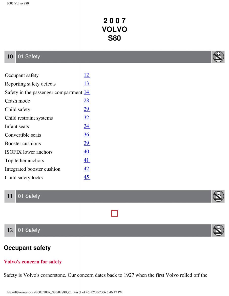 volvo S80 II 2 owners manual / page 7