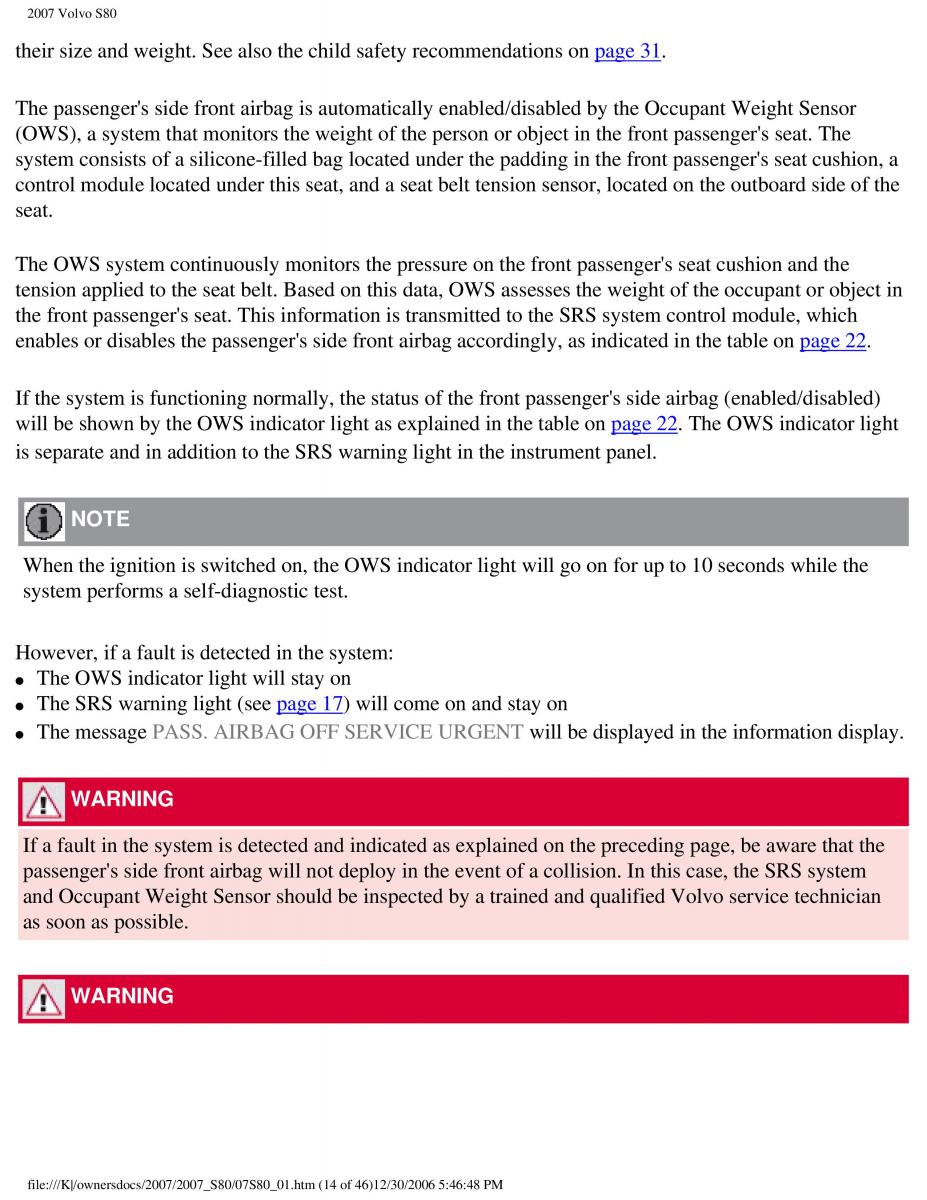 volvo S80 II 2 owners manual / page 20