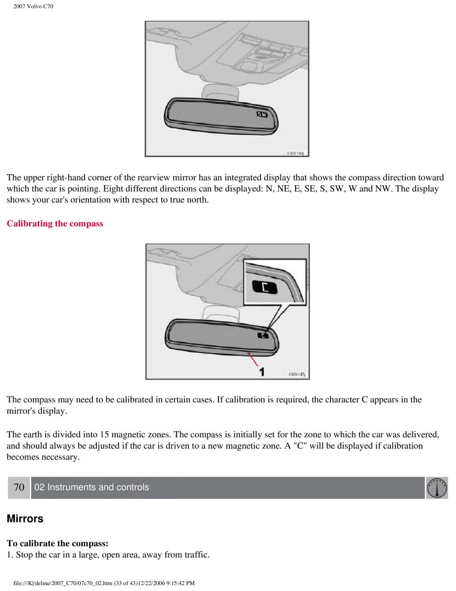 Volvo C70 M II 2 owners manual / page 81