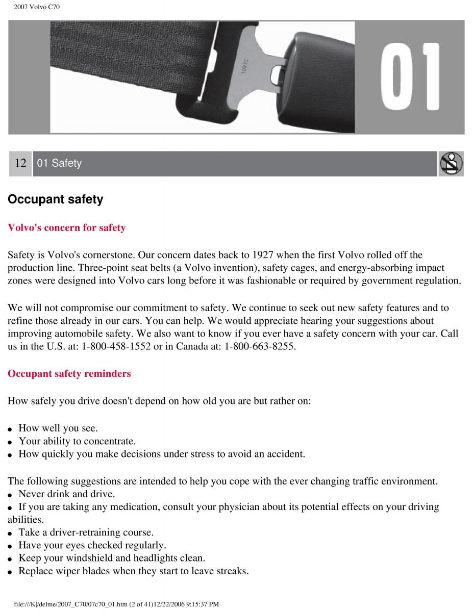 Volvo C70 M II 2 owners manual / page 9