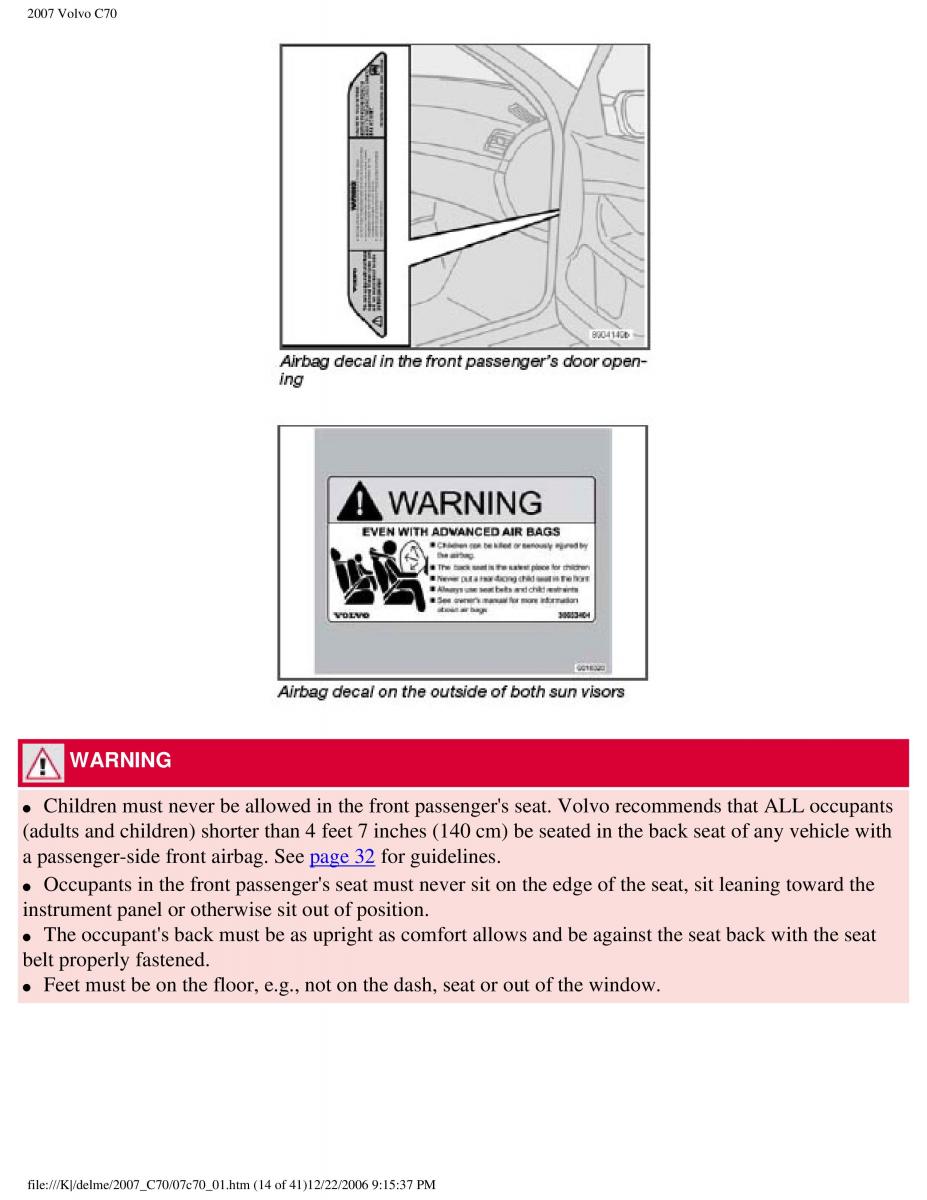 Volvo C70 M II 2 owners manual / page 21