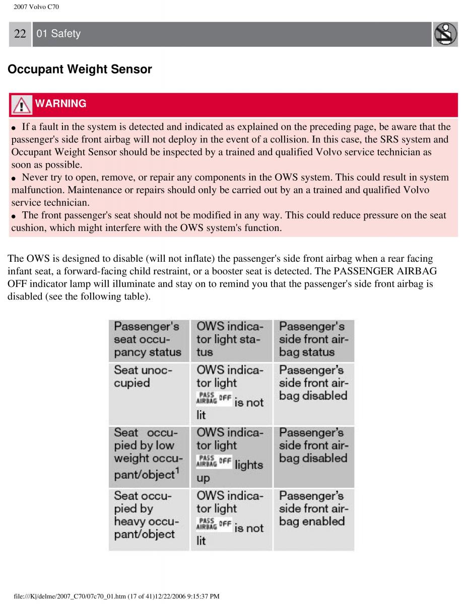 Volvo C70 M II 2 owners manual / page 24