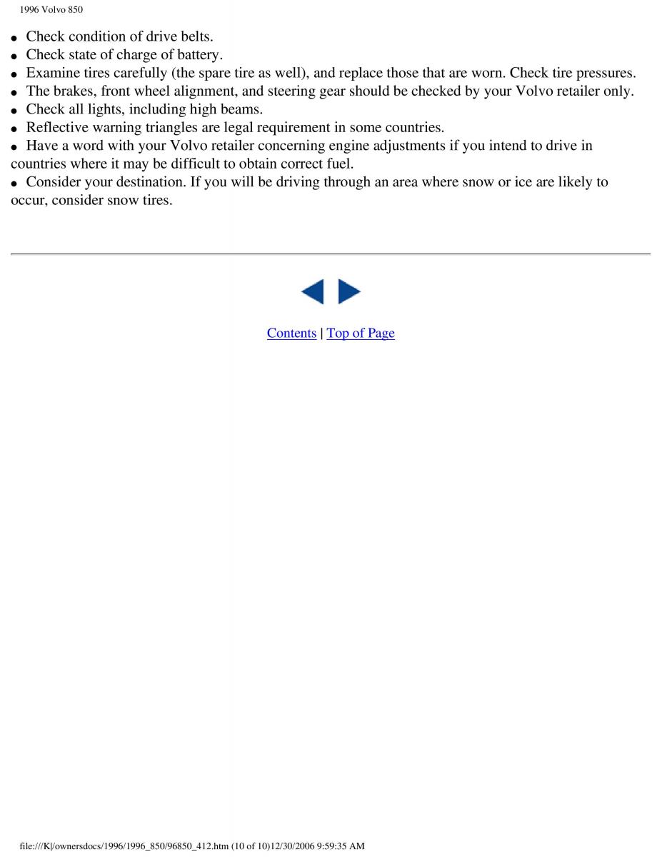 Volvo 850 owners manual / page 186