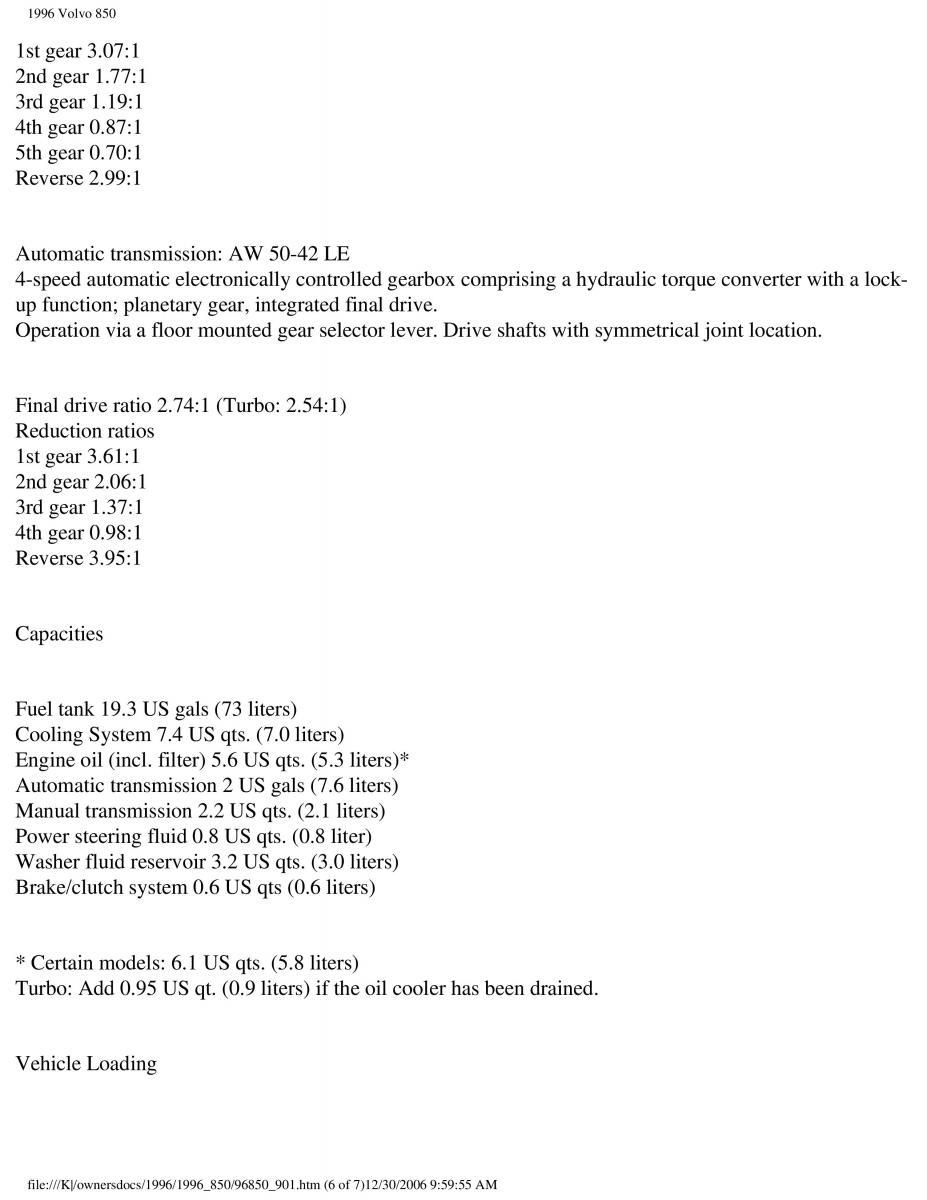 Volvo 850 owners manual / page 255