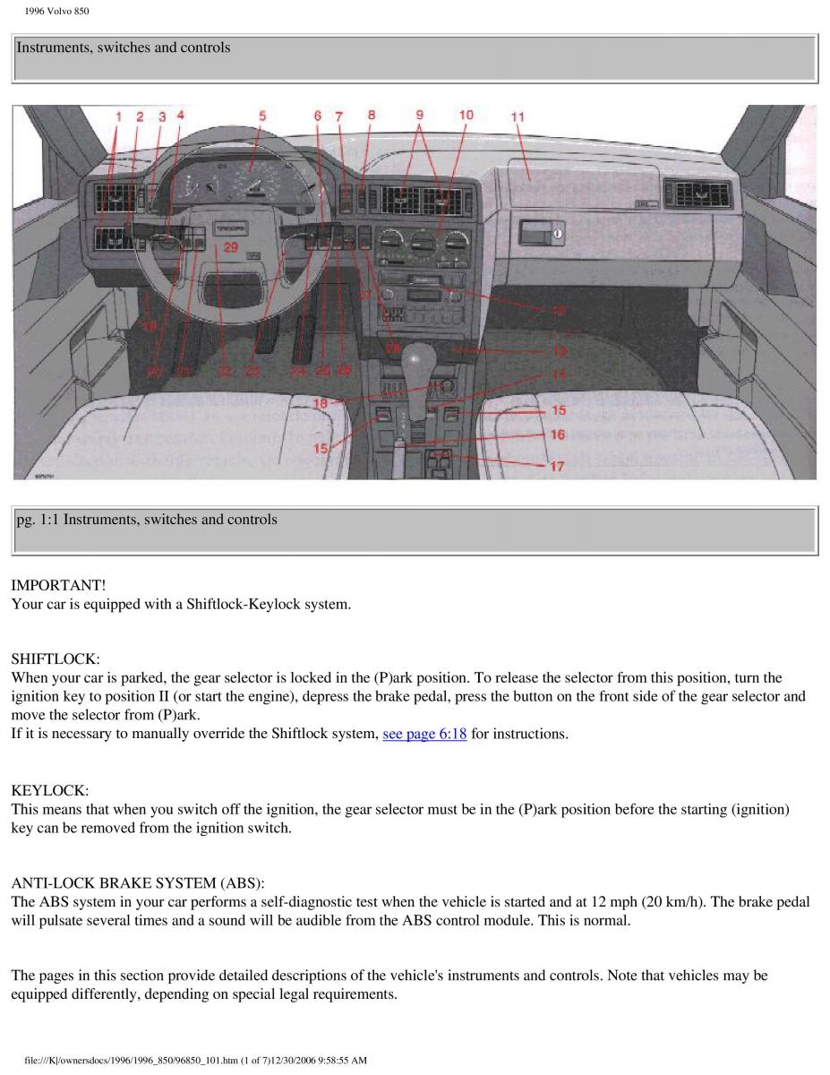 Volvo 850 owners manual / page 3