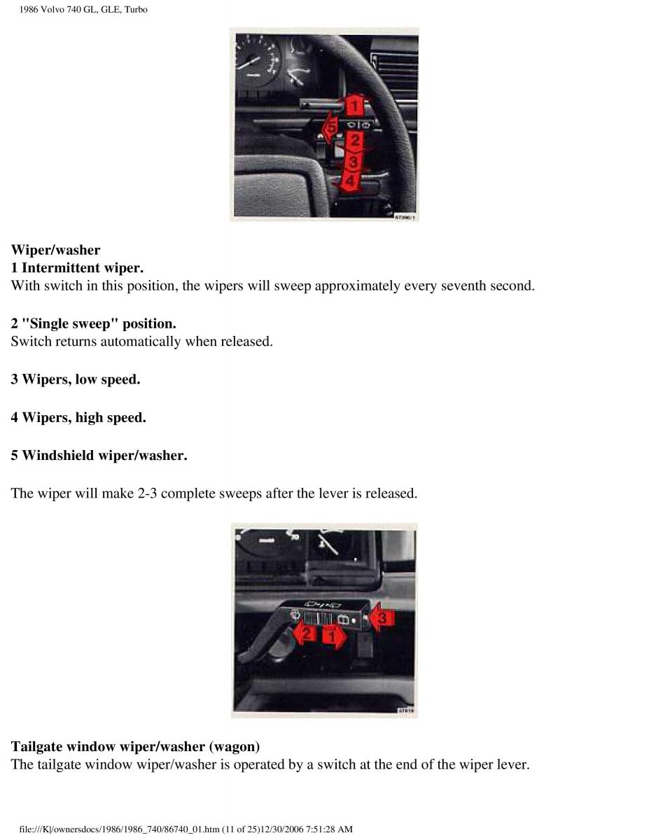 Volvo 740 GL GLE Turbo owners manual / page 14