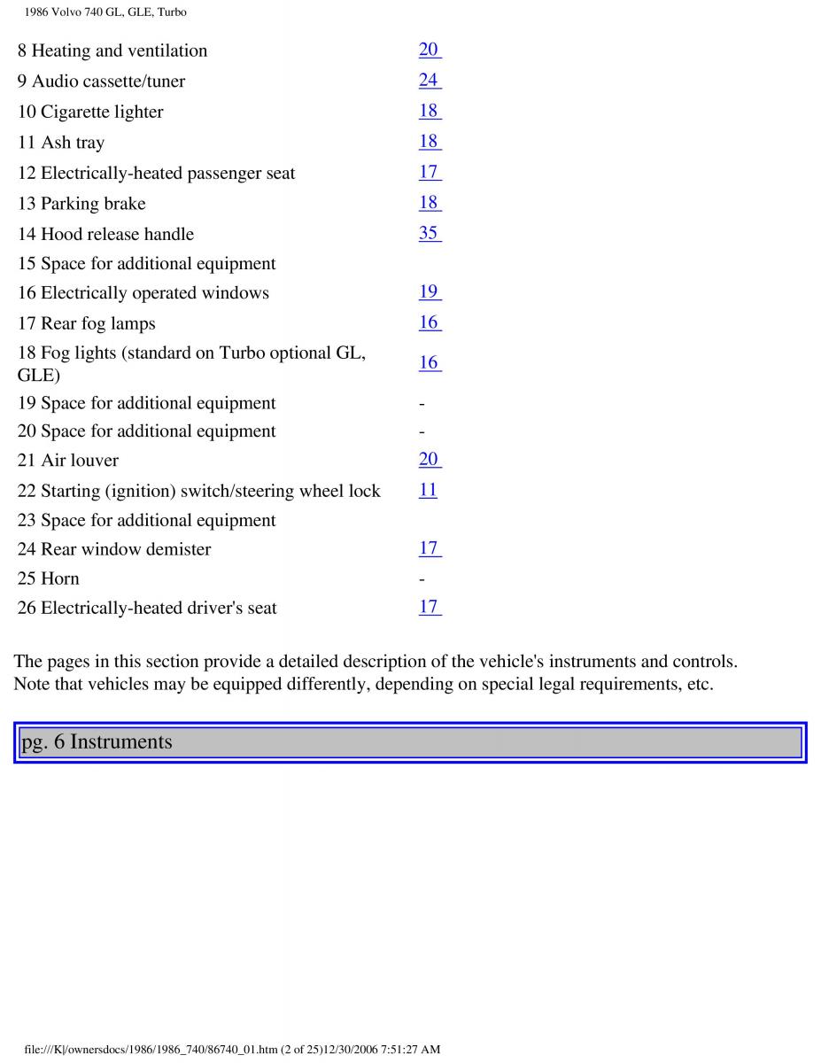 Volvo 740 GL GLE Turbo owners manual / page 5