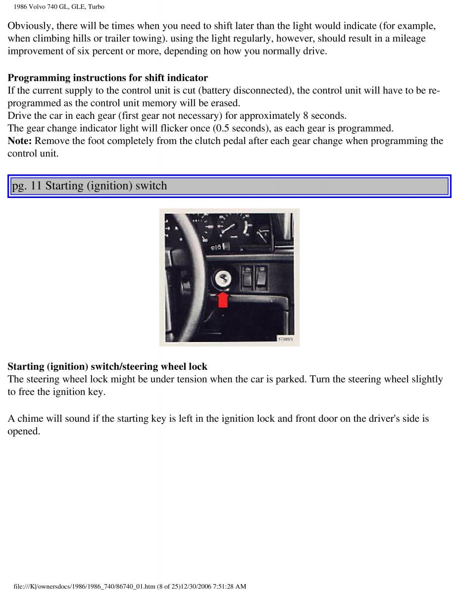 Volvo 740 GL GLE Turbo owners manual / page 11