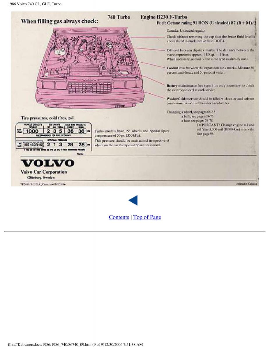 Volvo 740 GL GLE Turbo owners manual / page 141