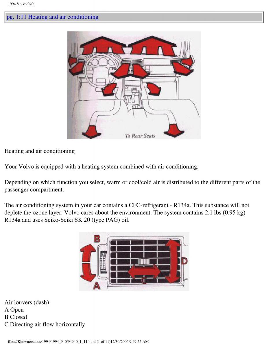 Volvo 940 owners manual / page 9