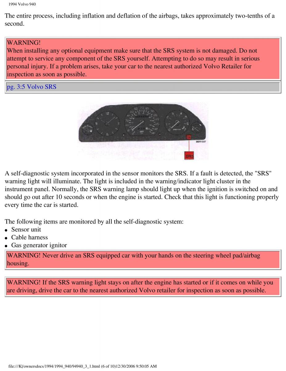 Volvo 940 owners manual / page 96
