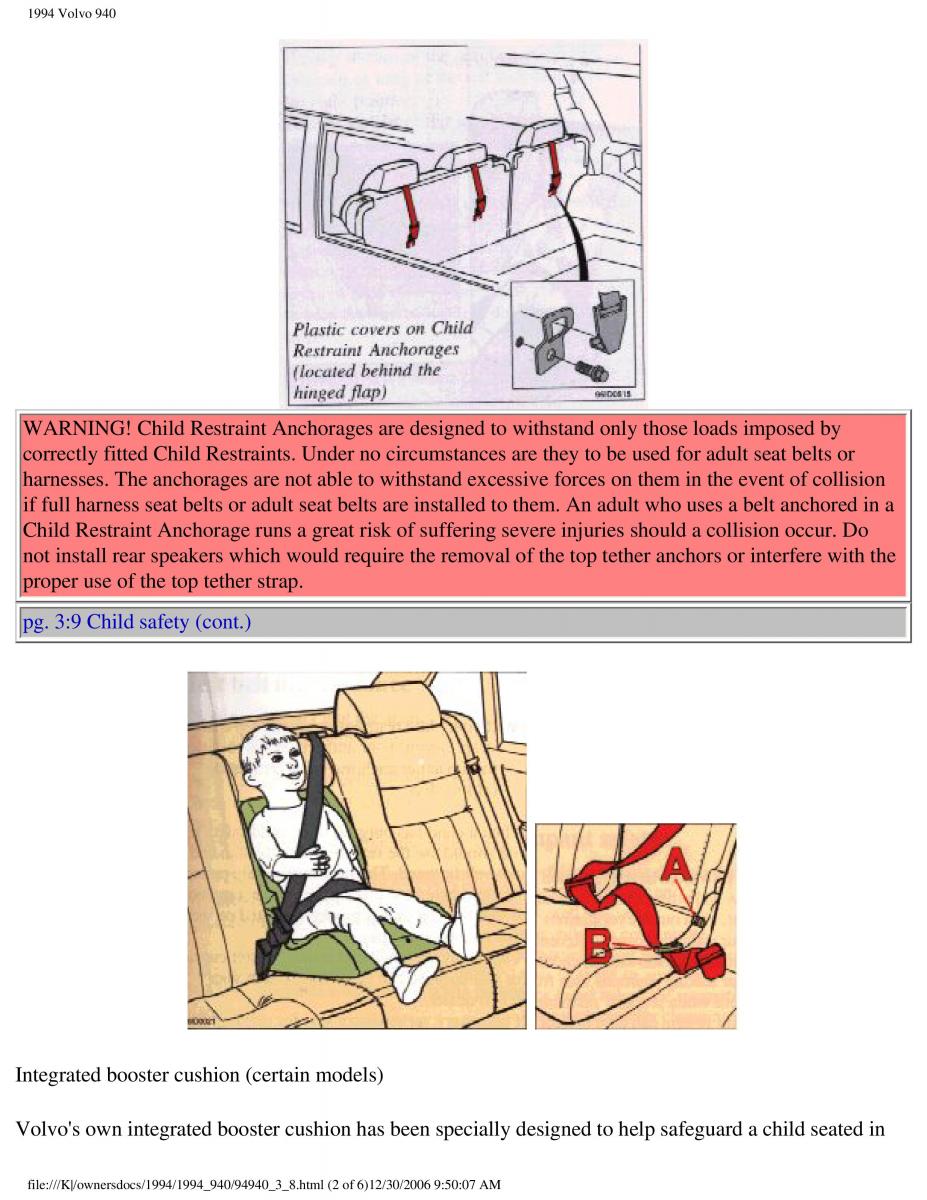 Volvo 940 owners manual / page 102