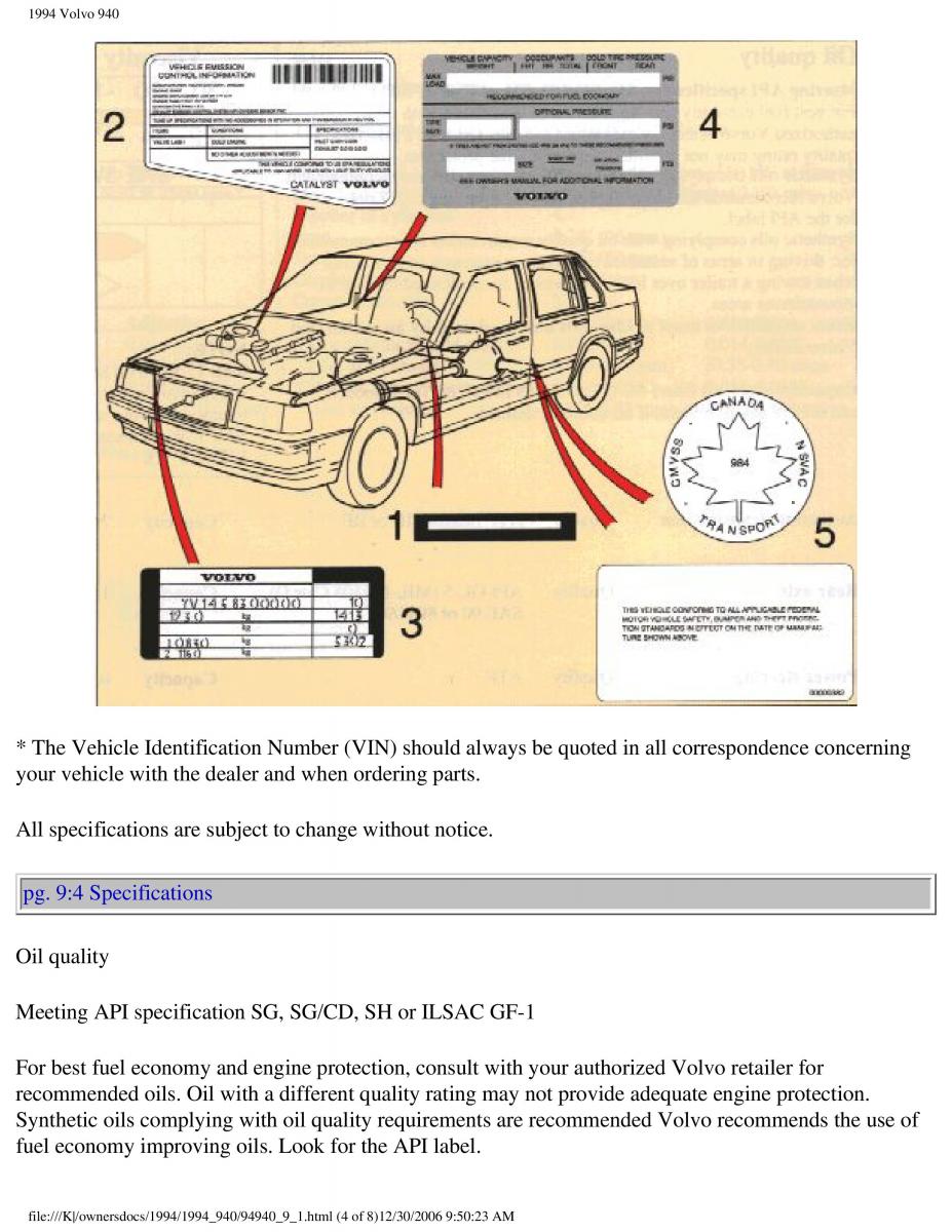 Volvo 940 owners manual / page 192