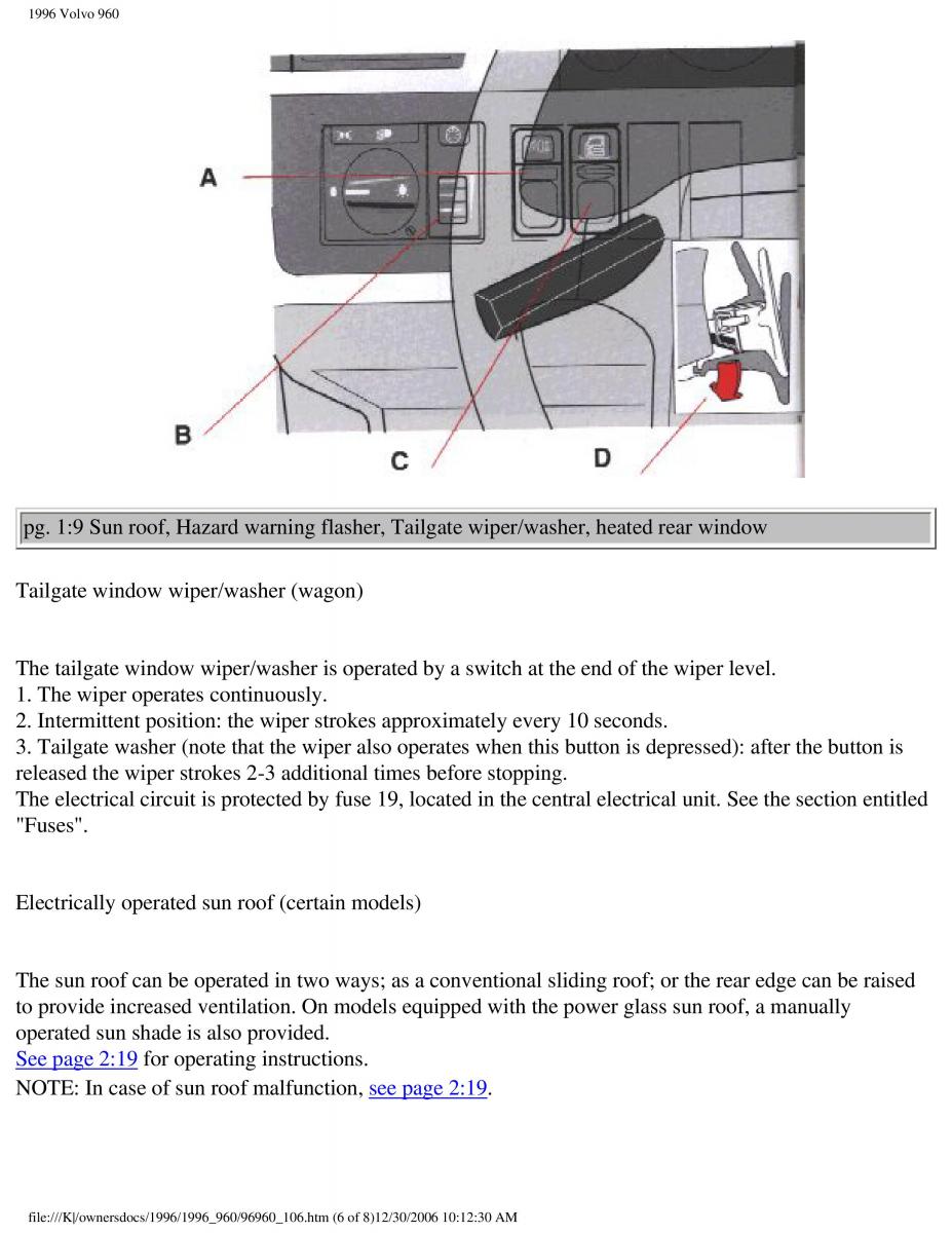 Volvo 960 owners manual / page 14