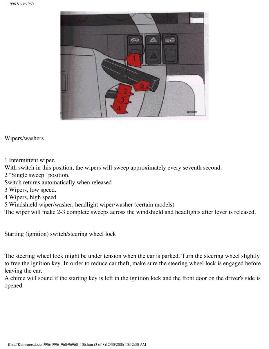 Volvo 960 owners manual / page 11