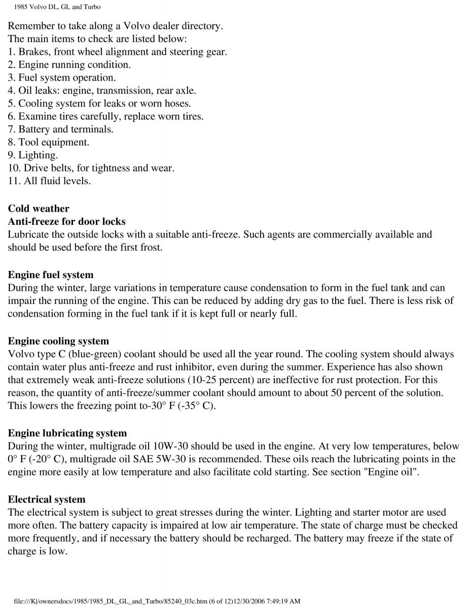 Volvo DL GL Turbo owners manual / page 108