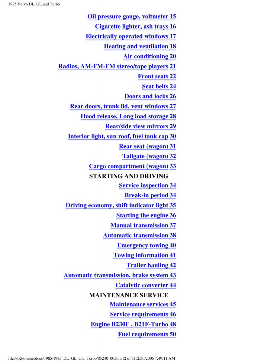 Volvo DL GL Turbo owners manual / page 2