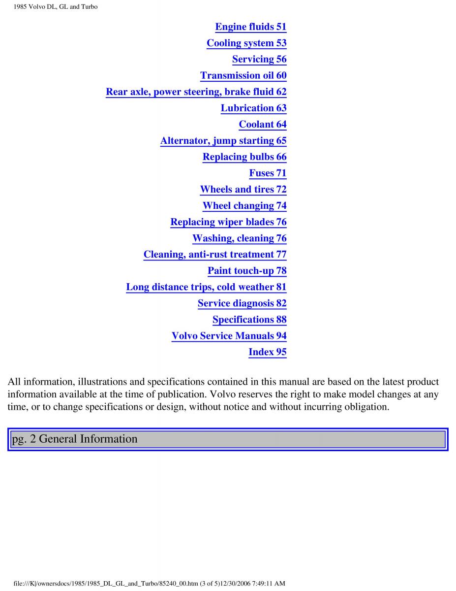 Volvo DL GL Turbo owners manual / page 3