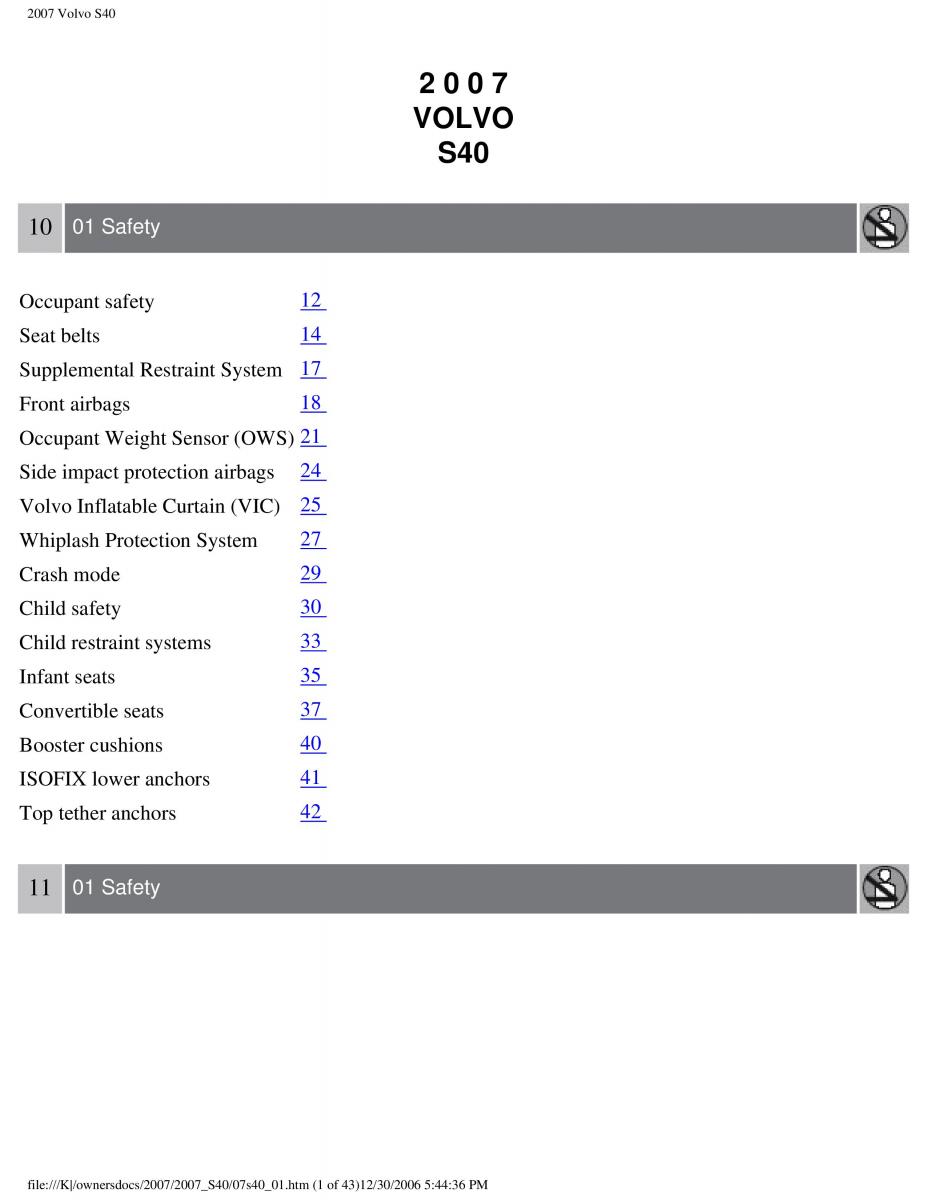 Volvo S40 II 2 owners manual / page 8