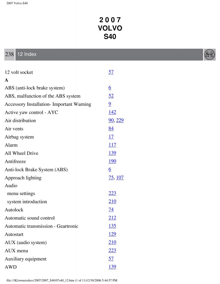 Volvo S40 II 2 owners manual / page 250