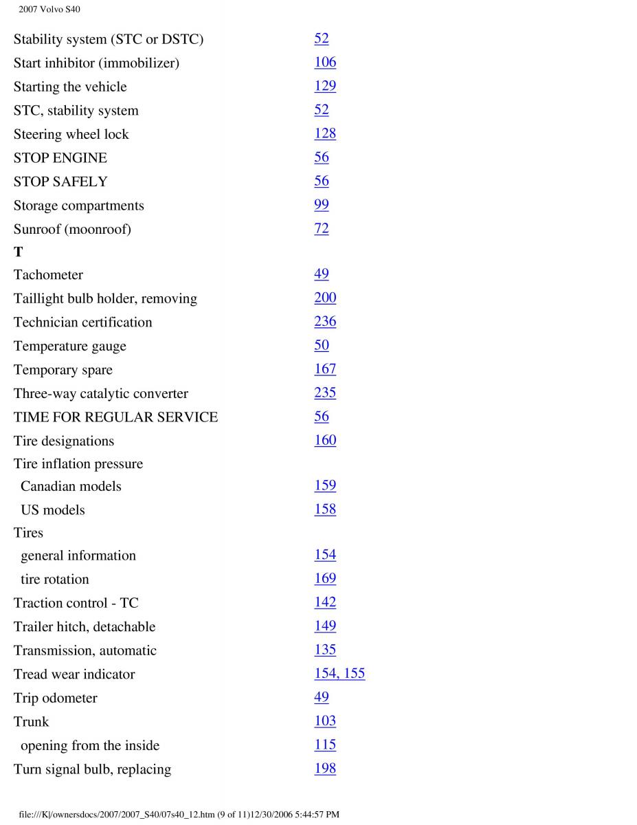 Volvo S40 II 2 owners manual / page 258