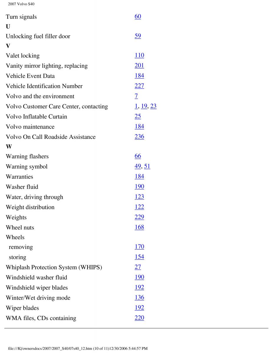 Volvo S40 II 2 owners manual / page 259