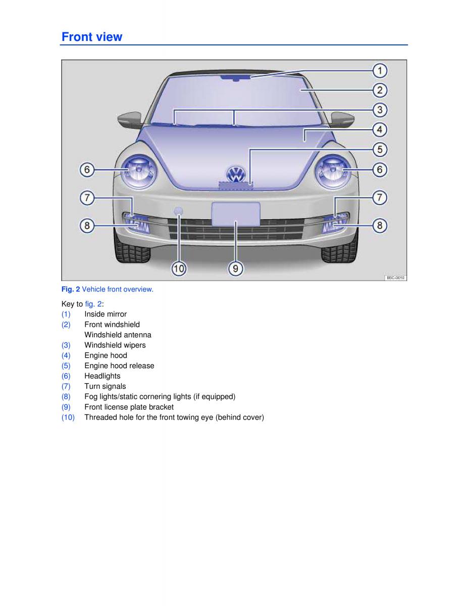 VW Beetle Convertible owners manual / page 2