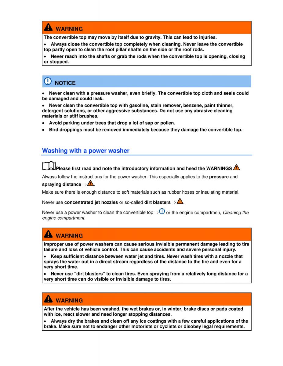 VW Beetle Convertible owners manual / page 207