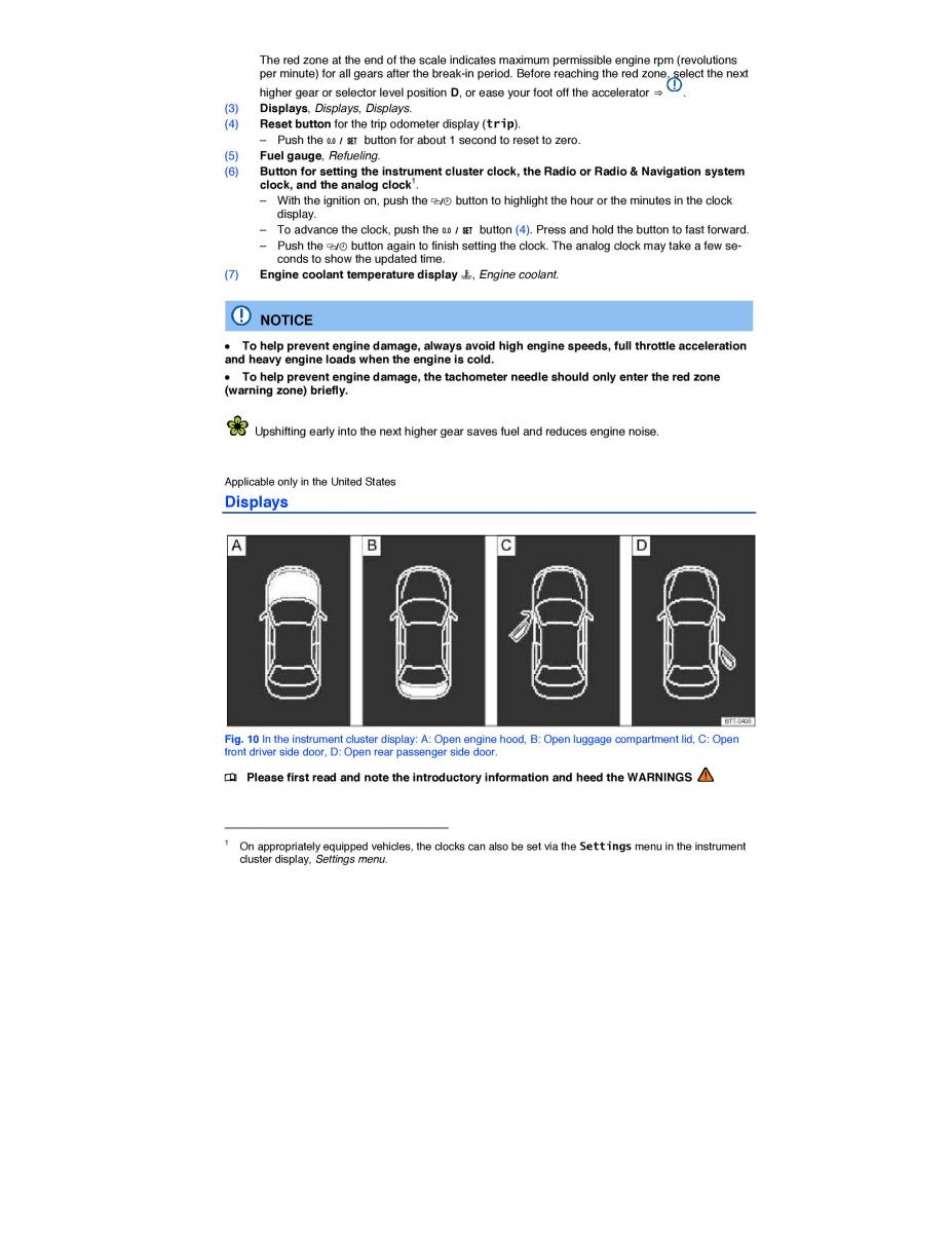 VW CC owners manual / page 12