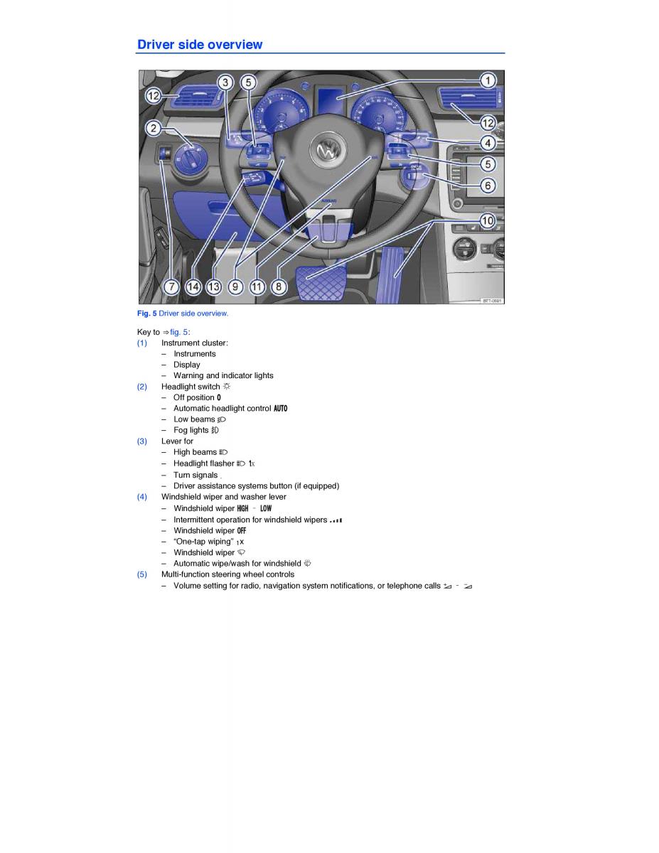 VW CC owners manual / page 5