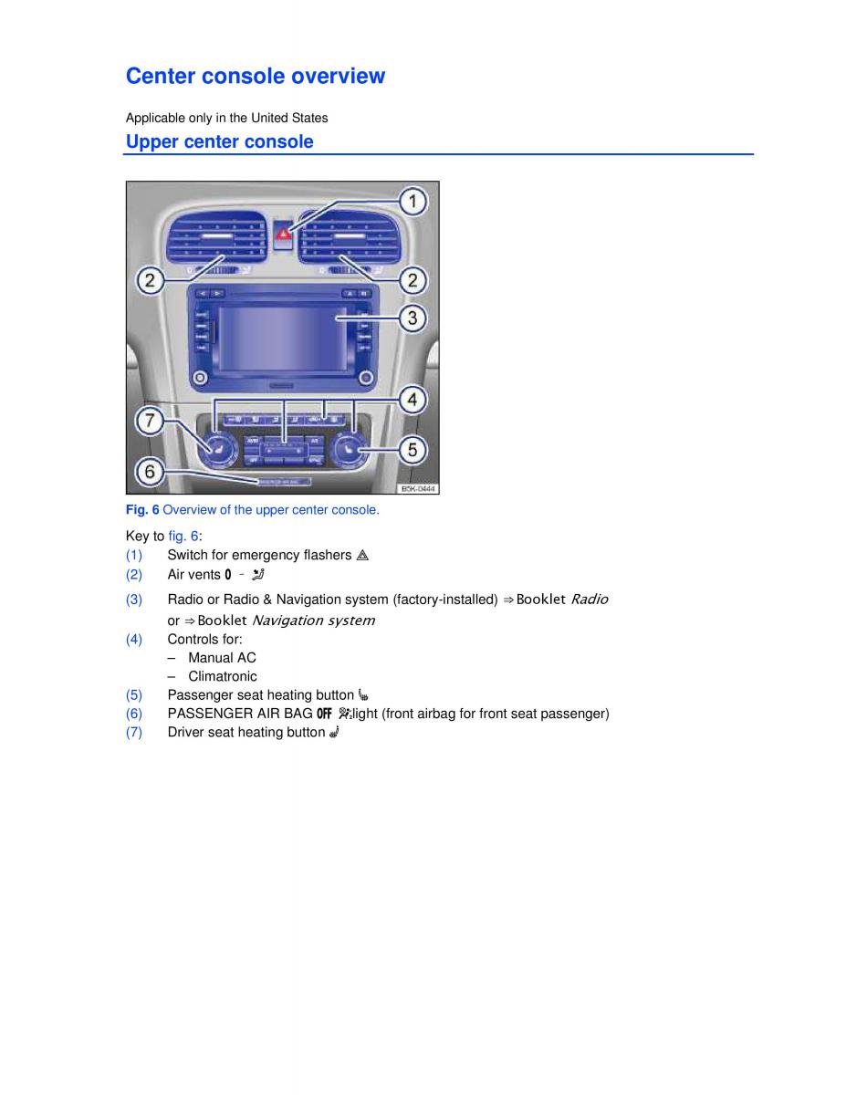 VW Golf VI 6 owners manual / page 7