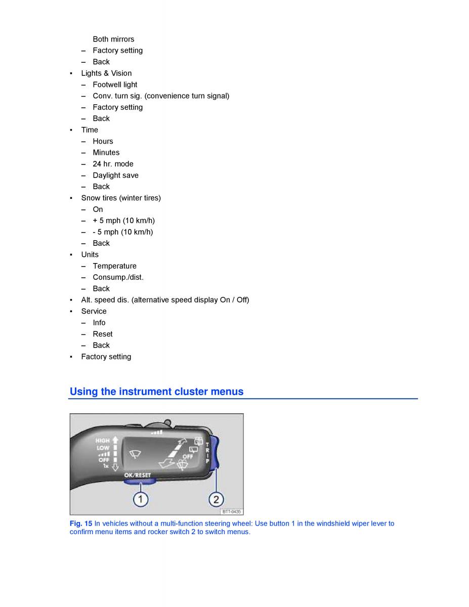 VW Golf VI 6 owners manual / page 19