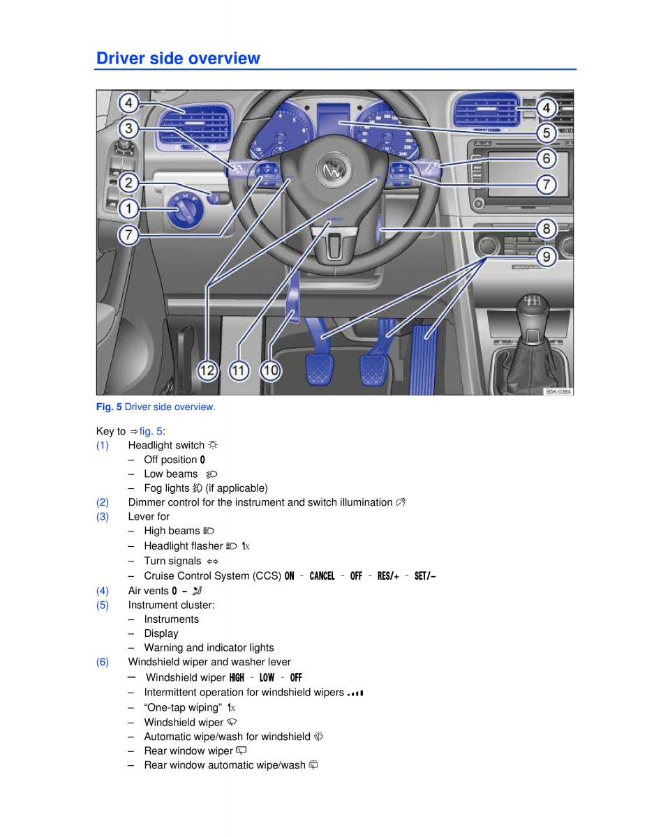 VW Golf VI 6 owners manual / page 5