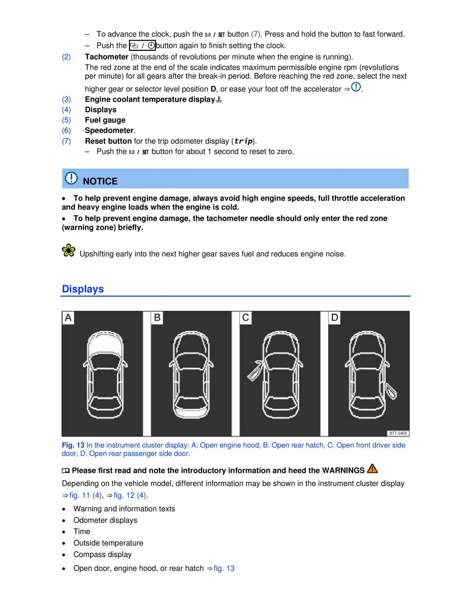 VW Golf VI 6 GTI owners manual / page 14