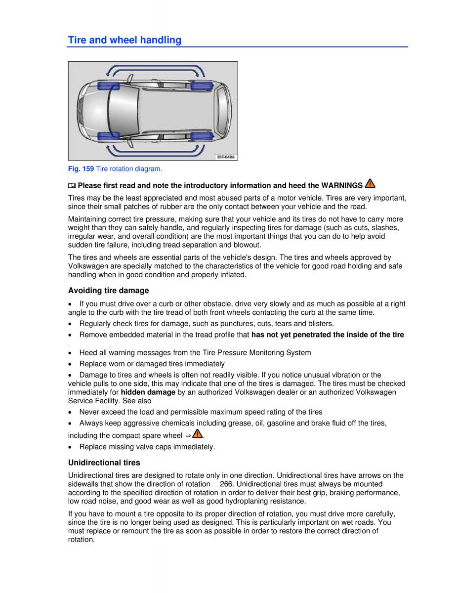 VW Golf VI 6 GTI owners manual / page 249