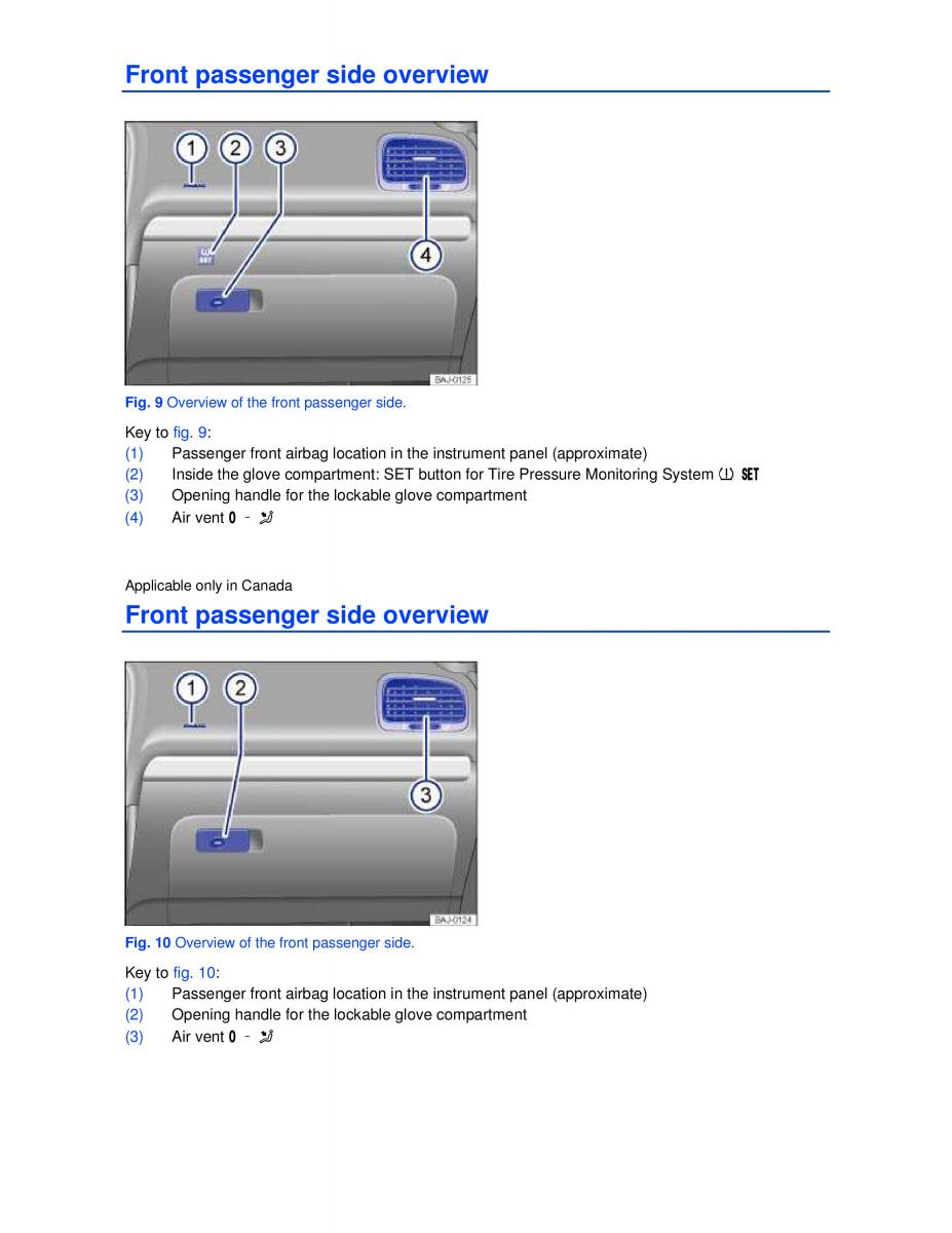 VW Jetta VI SportWagen owners manual / page 10