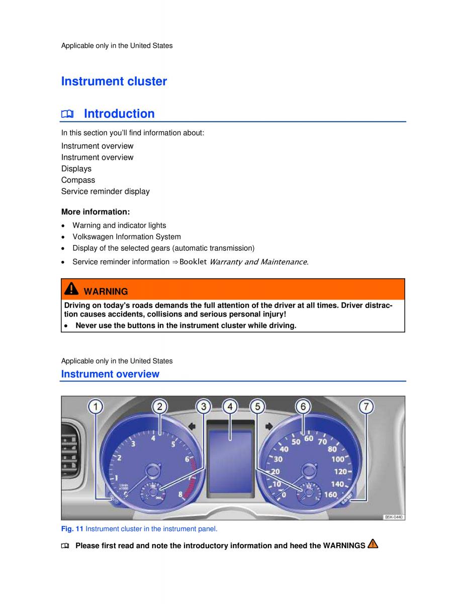 VW Jetta VI SportWagen owners manual / page 12