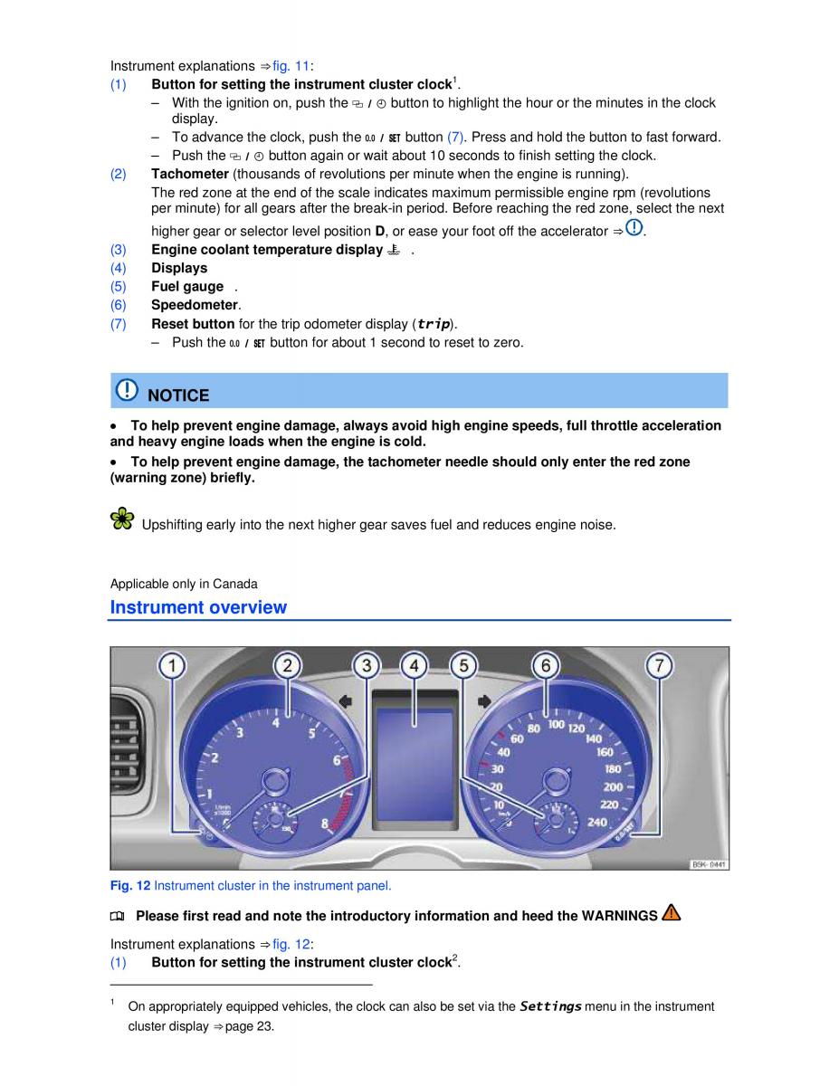 VW Jetta VI SportWagen owners manual / page 13
