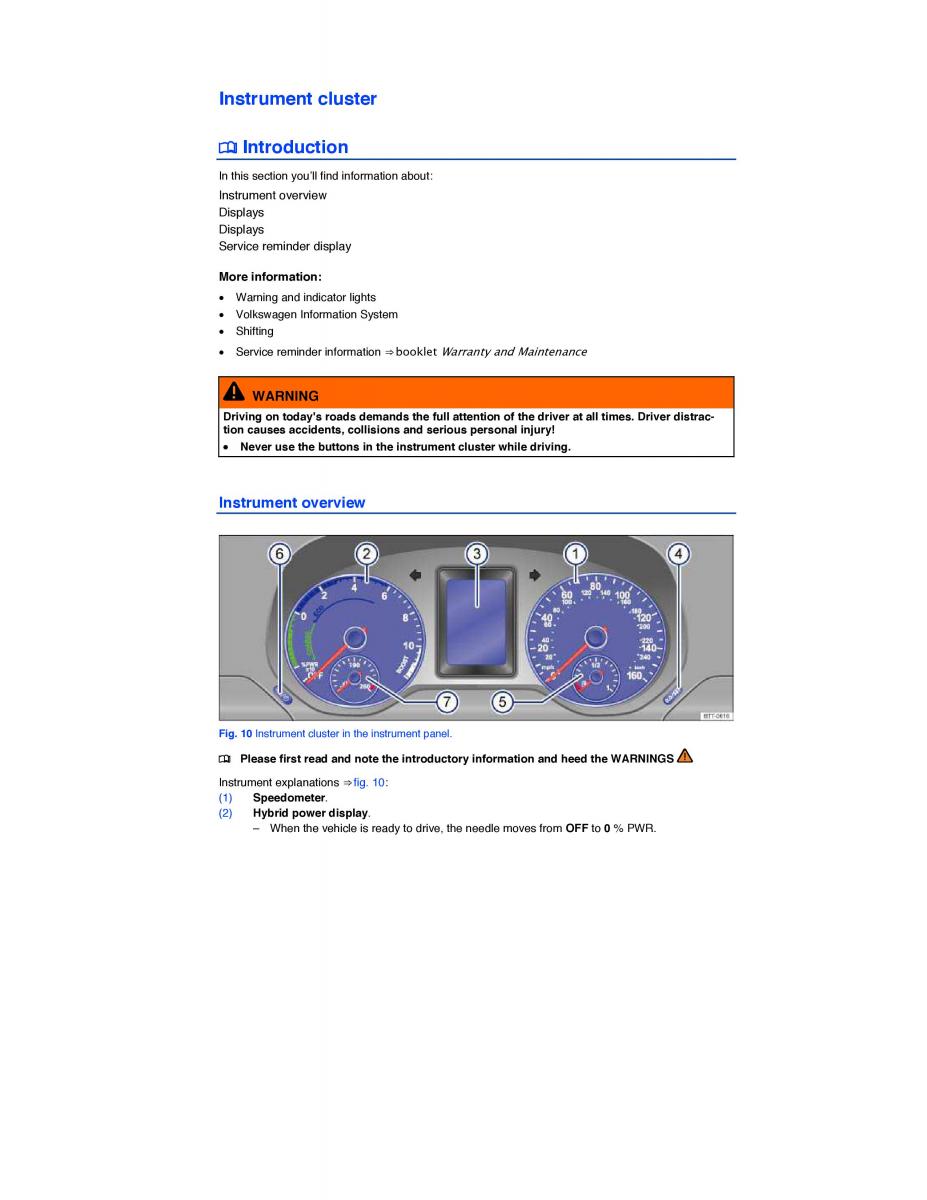 VW Jetta VI 6 Hybrid owners manual / page 11