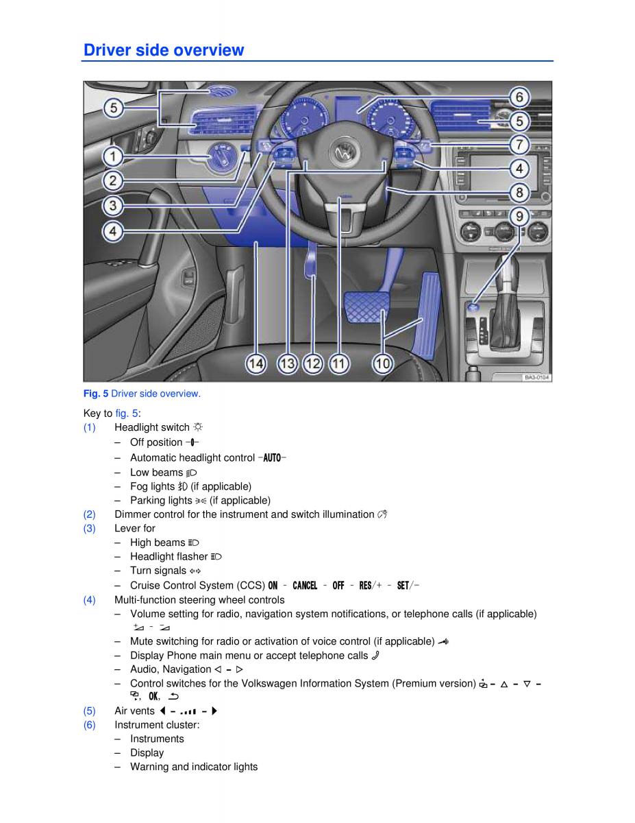 manual  VW Passat B7 NMS owners manual / page 5